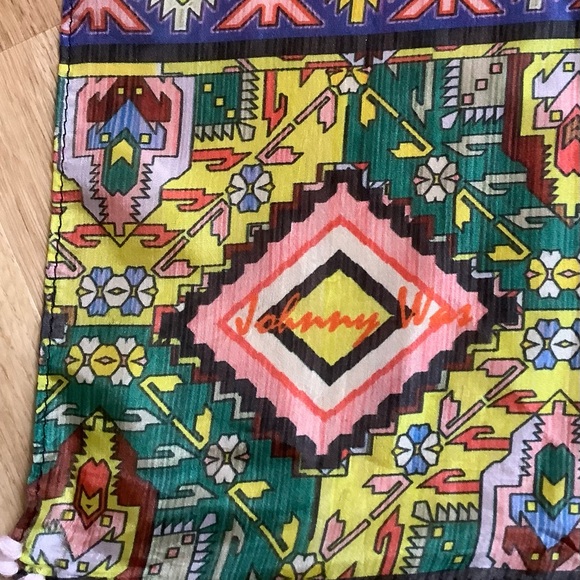 Johnny Was NWOT large silk square scarf with tassels includes original gift box - Picture 7 of 13